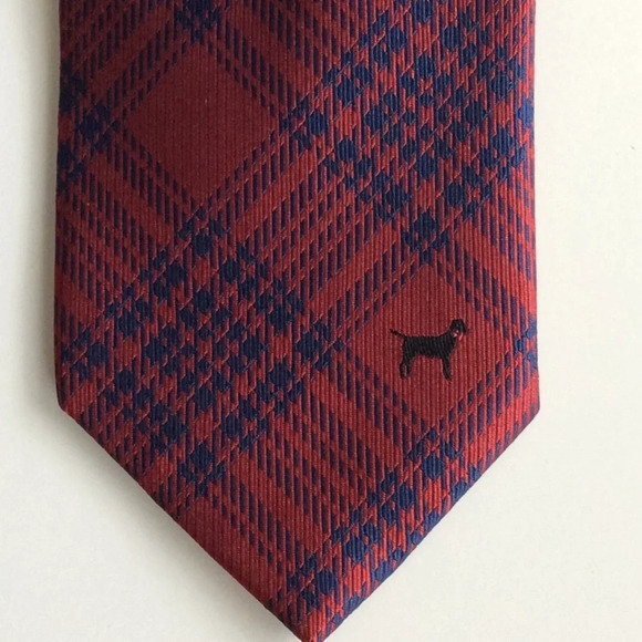 Southern Proper Red & Navy Blue Striped Silk Tie - Picture 1 of 8